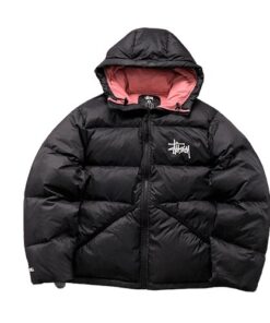 Czarna kurtka z dużym logo Stussy